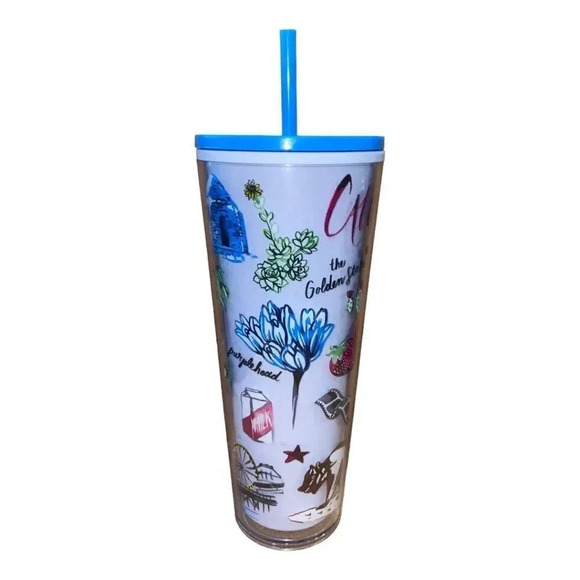 2019 STARBUCKS 24 Oz. VENTI Cold Cup Tumbler CALIFORNIA Blue Lid & Straw - Picture 8 of 14